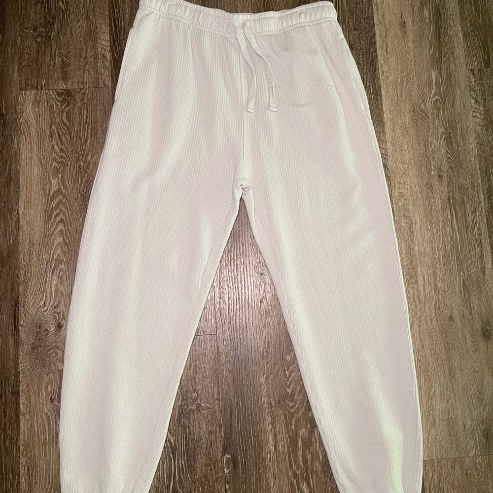 Taupe/Gray Ribbed Jogger Sweat Pants